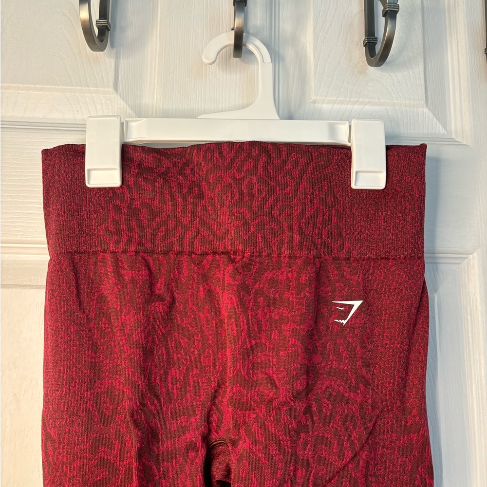 Gymshark Red Burgundy Animal-Print High-Waist Leggings